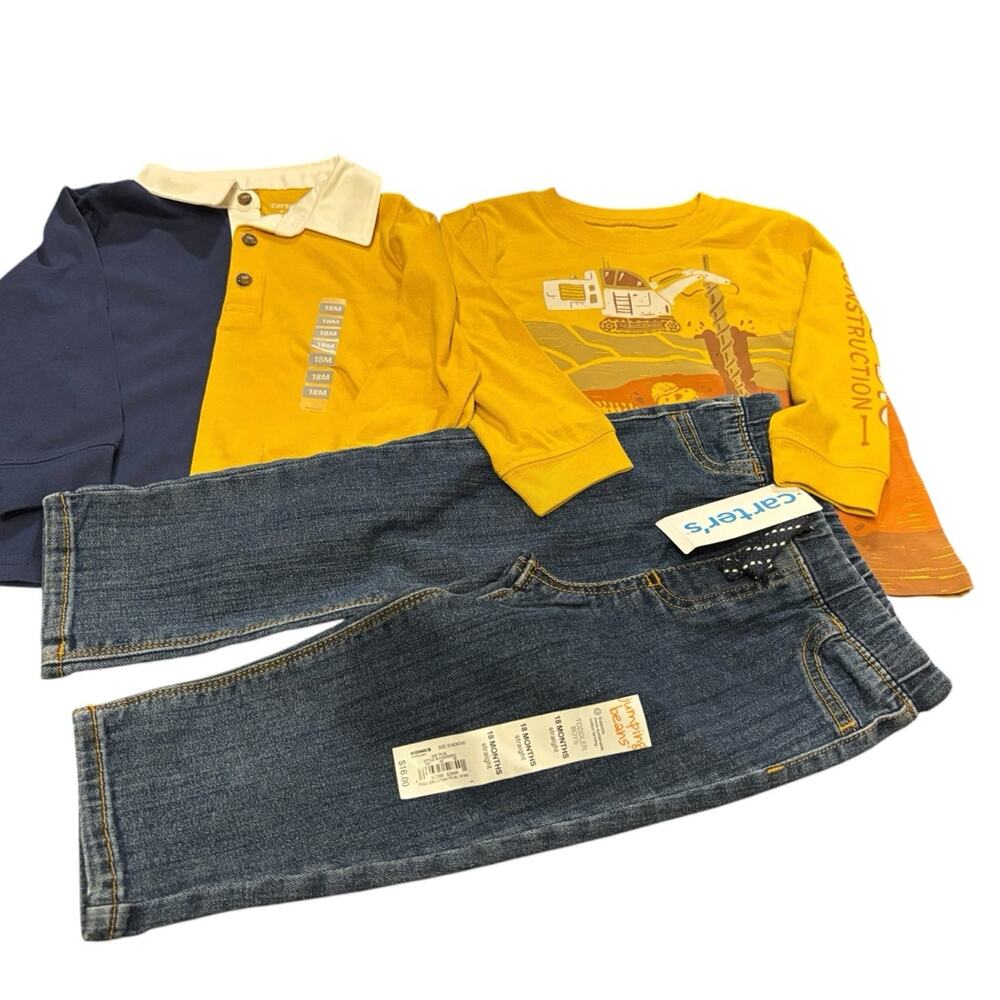 Carter's/Jumping Jacks NWT 18 Months bundle with blue jeans and two LS shirts